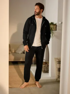 Next Cuffed Brushback Heavyweight Open Joggers Black New
