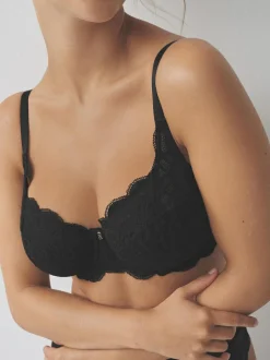 Next DD+ Non Pad Balcony Lace Bra Black Hot
