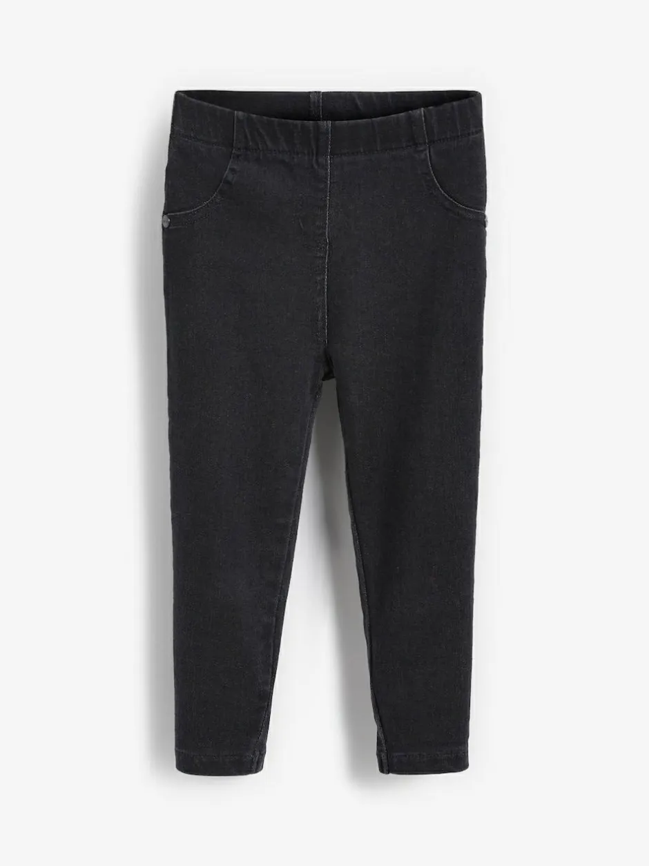 Next 1 Pack Elasticated Waist Jeggings (3mths-7yrs) Black Denim Clearance