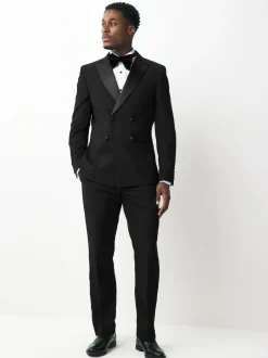 Next Black Double Breasted Tuxedo Suit Jacket New