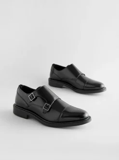Next Black Double Monk Shoes Sale