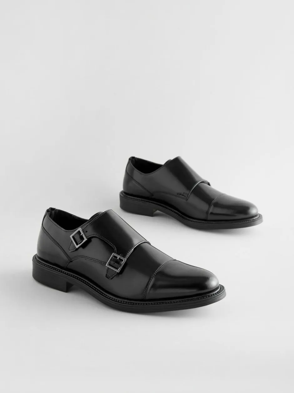Next Black Double Monk Shoes Sale