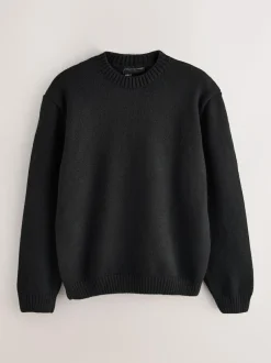 Next Black EDIT Knitted Graphic Crew Neck Jumper Best