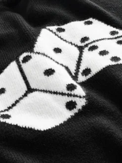 Next Black EDIT Knitted Graphic Crew Neck Jumper Best