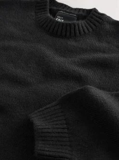Next Black EDIT Knitted Graphic Crew Neck Jumper Best