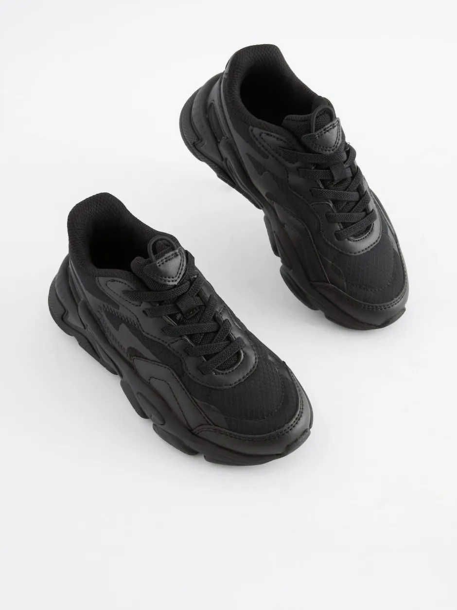 Next Elastic Lace Trainers Black Hot