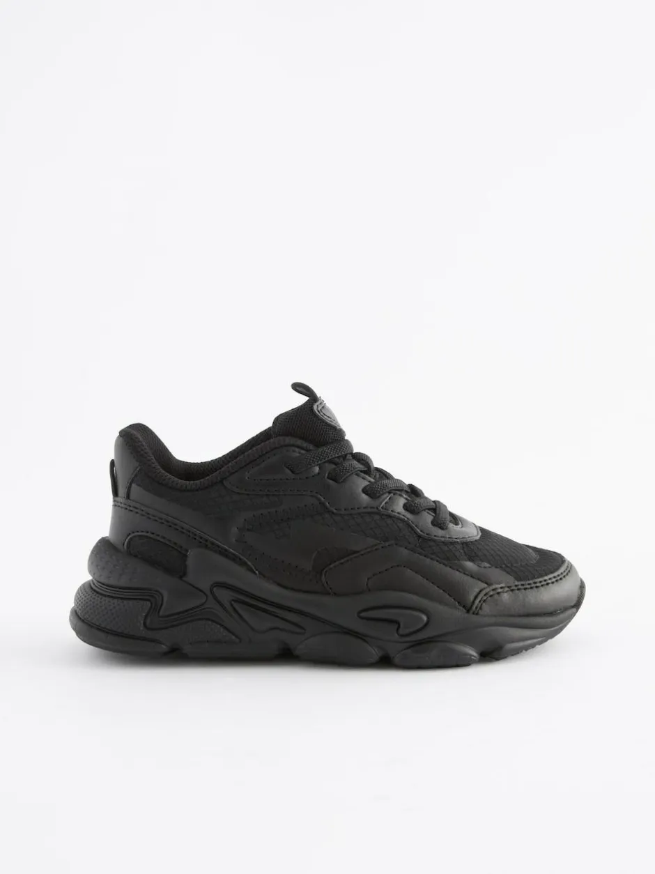 Next Elastic Lace Trainers Black Hot