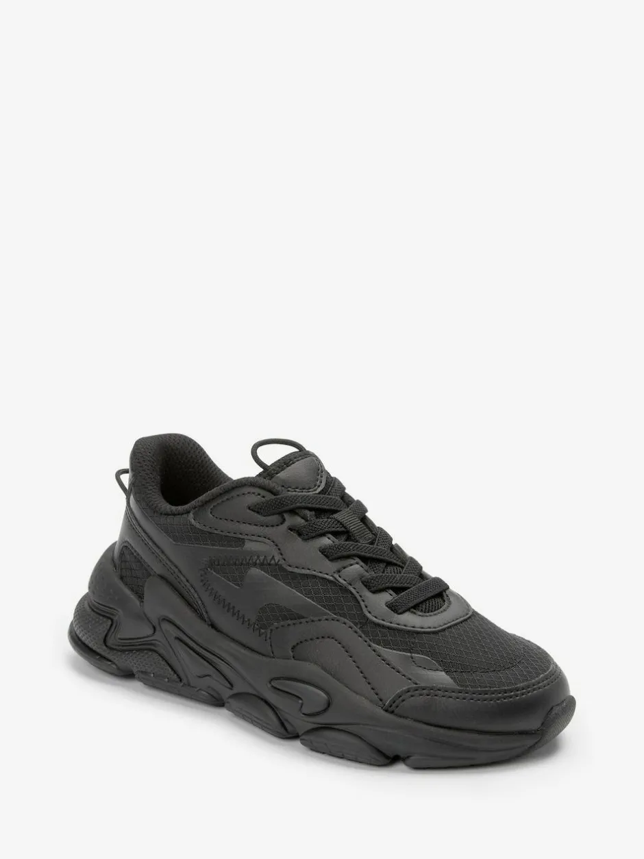 Next Elastic Lace Trainers Black Hot