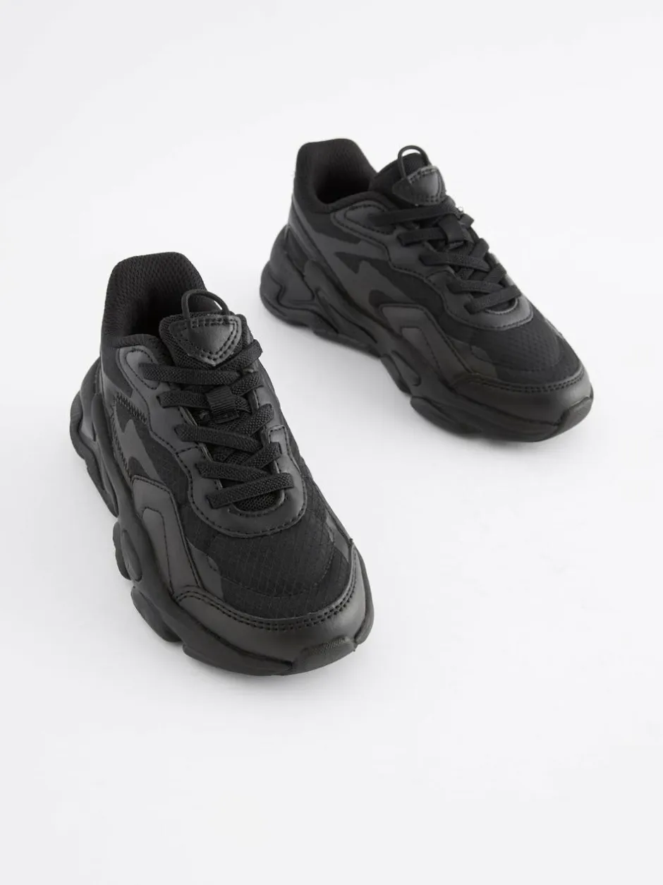 Next Elastic Lace Trainers Black Hot