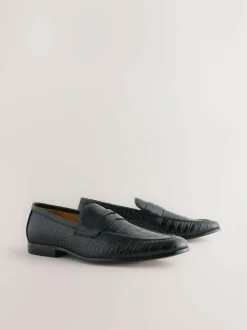 Next Embossed Leather Loafers Black Best