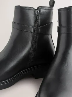 Next Black Extra Wide Fit Buckled Chelsea Boots Sale