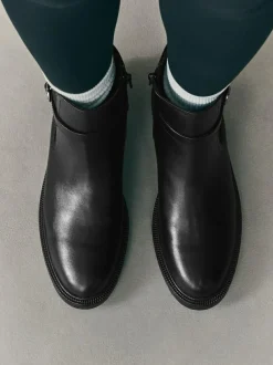 Next Black Extra Wide Fit Buckled Chelsea Boots Sale