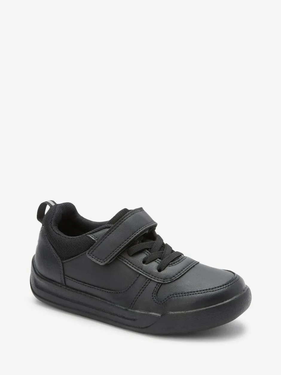 Next Black Extra Wide Fit (H) Elastic Lace School Trainers