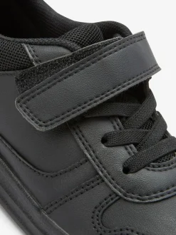 Next Black Extra Wide Fit (H) Elastic Lace School Trainers