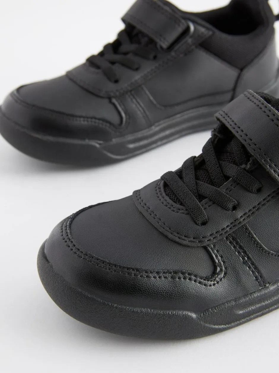 Next Black Extra Wide Fit (H) Elastic Lace School Trainers
