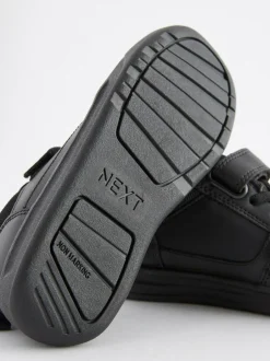 Next Black Extra Wide Fit (H) Elastic Lace School Trainers