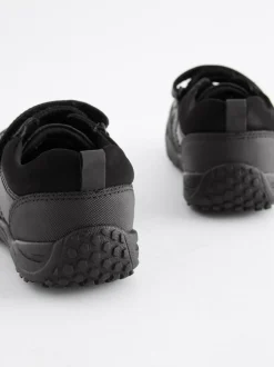 Next Black Extra Wide Fit (H) School Leather Elastic Lace Shoes Outlet