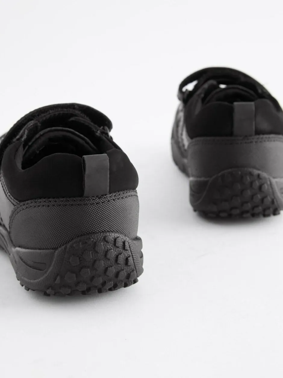 Next Black Extra Wide Fit (H) School Leather Elastic Lace Shoes Outlet