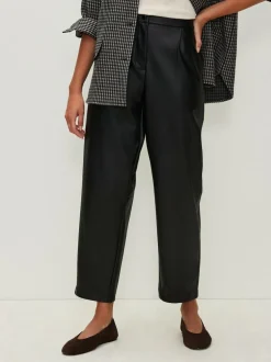 Next Faux Leather Barrel Leg Trousers Black Online