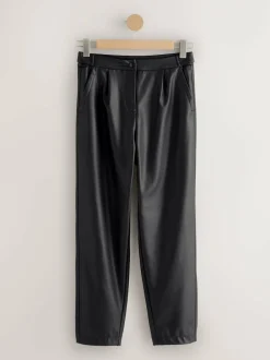 Next Faux Leather Barrel Leg Trousers Black Online