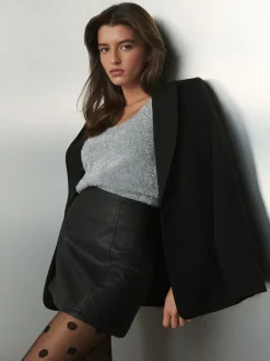 Next Faux Leather Mini Skirt Black Hot