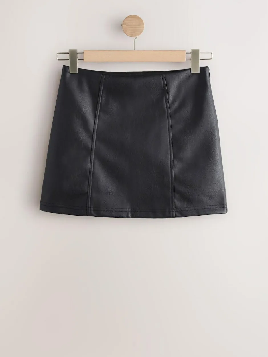 Next Faux Leather Mini Skirt Black Hot