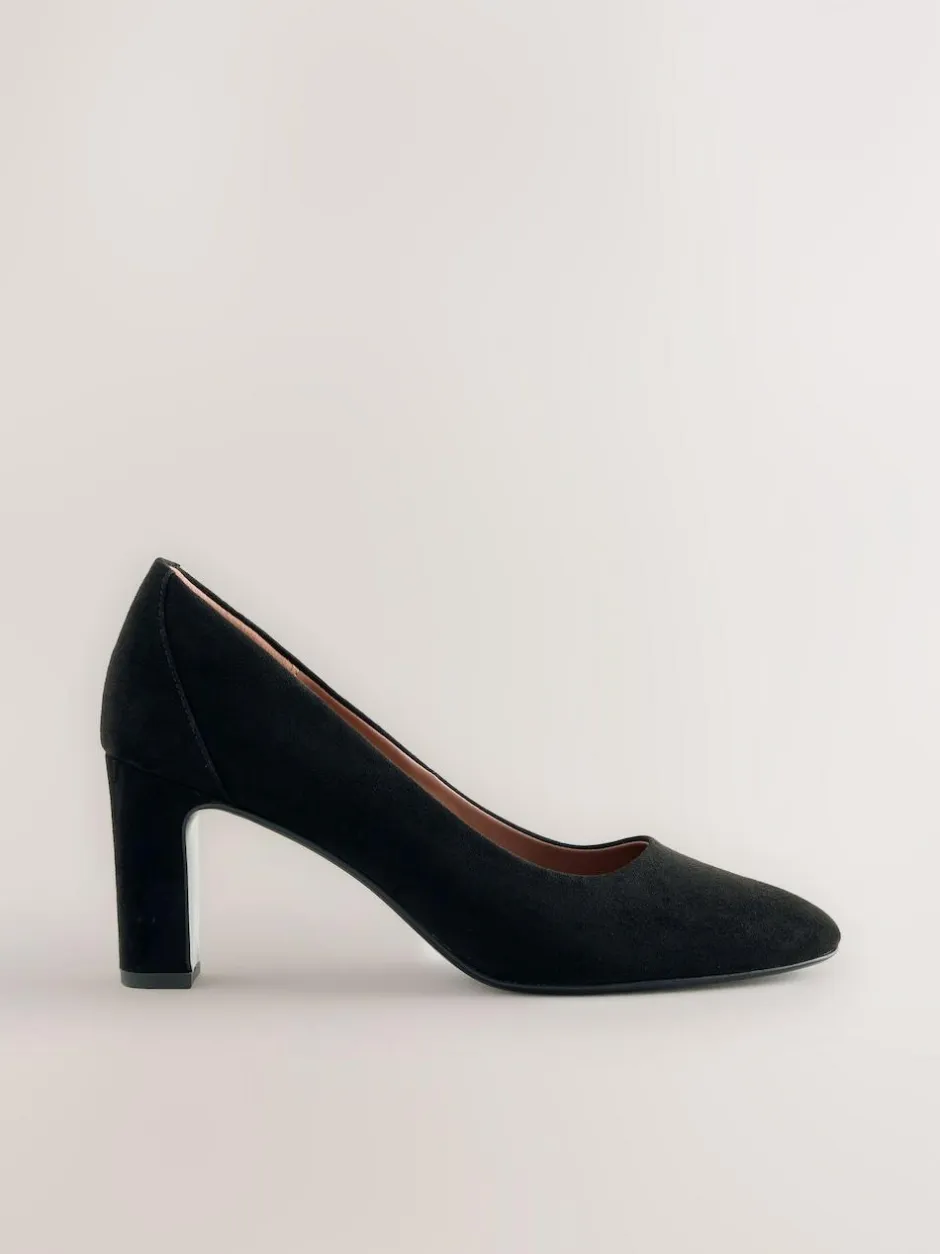 Next Forever Comfort® Round Toe Block Court Heels Black Faux Suede Hot