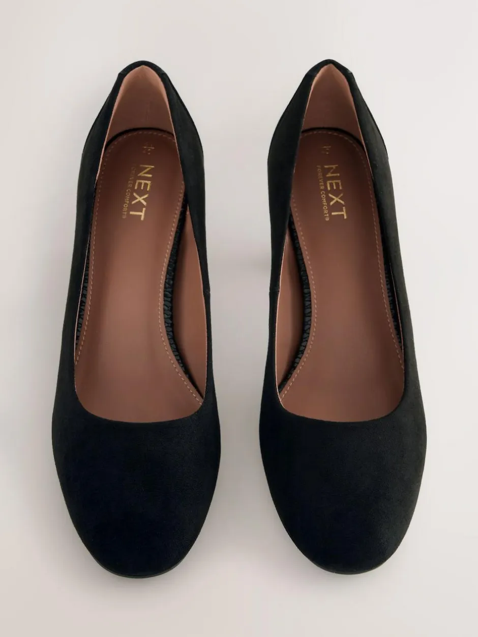 Next Forever Comfort® Round Toe Block Court Heels Black Faux Suede Hot
