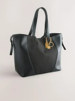 Next Black Faux Suede Mix Charm Shoulder Bag Discount