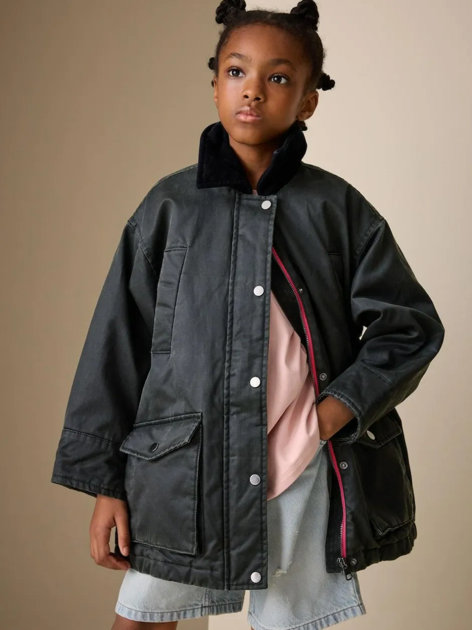 Next Black Faux Waxed Jacket (5-14yrs) Hot