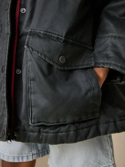 Next Black Faux Waxed Jacket (5-14yrs) Hot