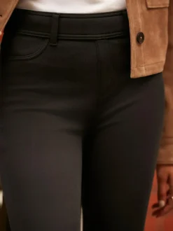 Next Black Fleece Lined Warm Handle Cosy Jersey Denim Leggings Online