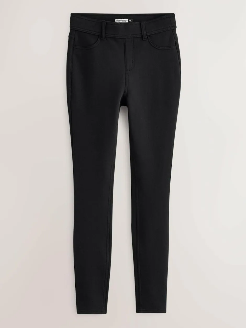 Next Black Fleece Lined Warm Handle Cosy Jersey Denim Leggings Online