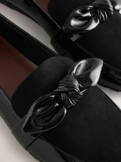 Next Black Forever Comfort® Bow Round Toe Loafers Clearance