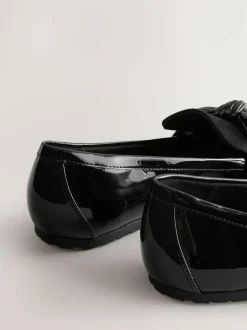 Next Black Forever Comfort® Bow Round Toe Loafers Clearance