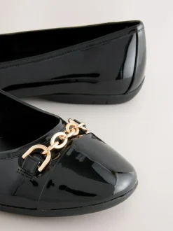 Next Black Forever Comfort® Chain Hardware Ballerina Flats