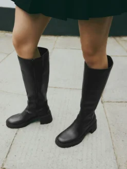 Next Black Forever Comfort® Chunky Heeled Round Toe Knee High Boots