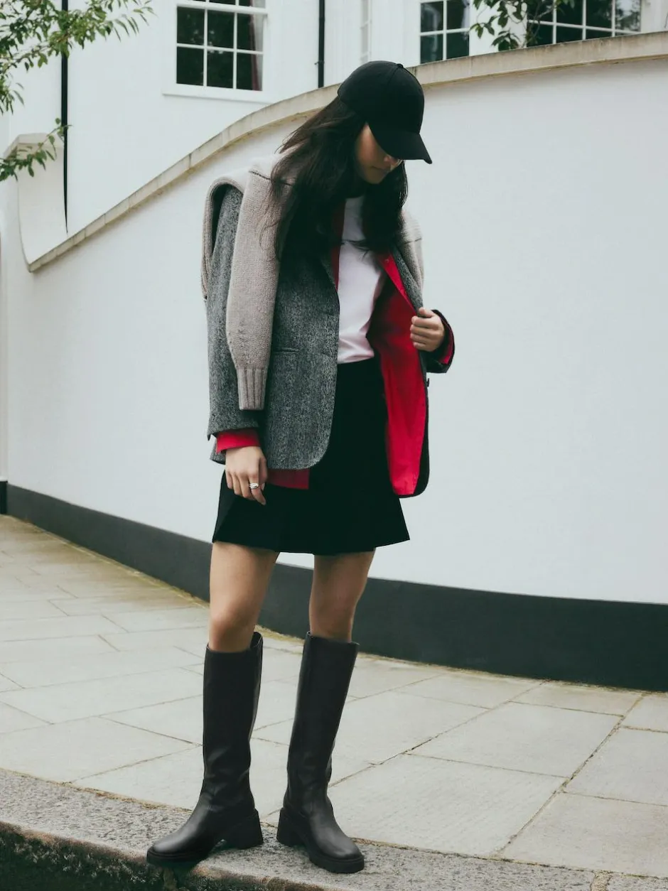 Next Black Forever Comfort® Chunky Heeled Round Toe Knee High Boots