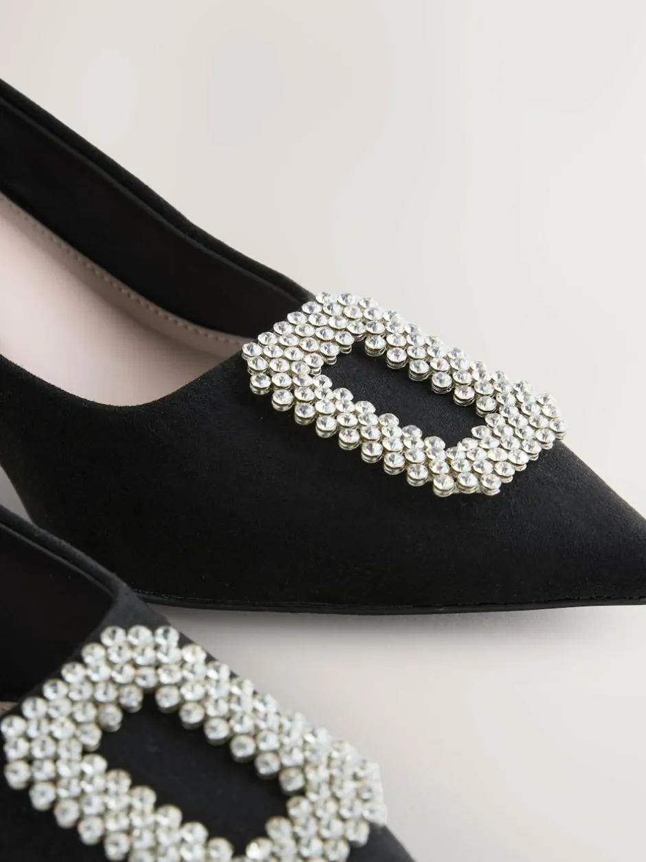 Next Black Forever Comfort Jewel Trim Pointed Court Heels New