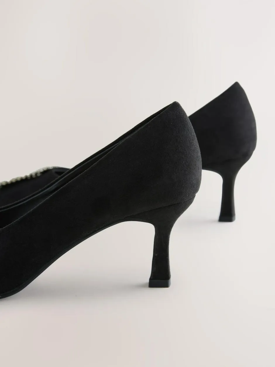 Next Black Forever Comfort Jewel Trim Pointed Court Heels New