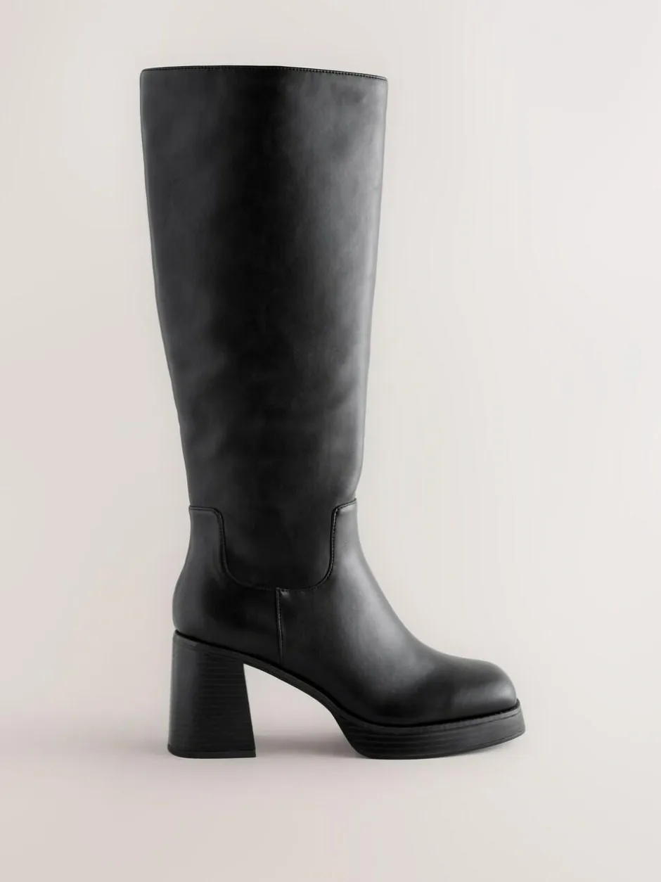 Next Forever Comfort® Knee High Platform Boots Black Outlet