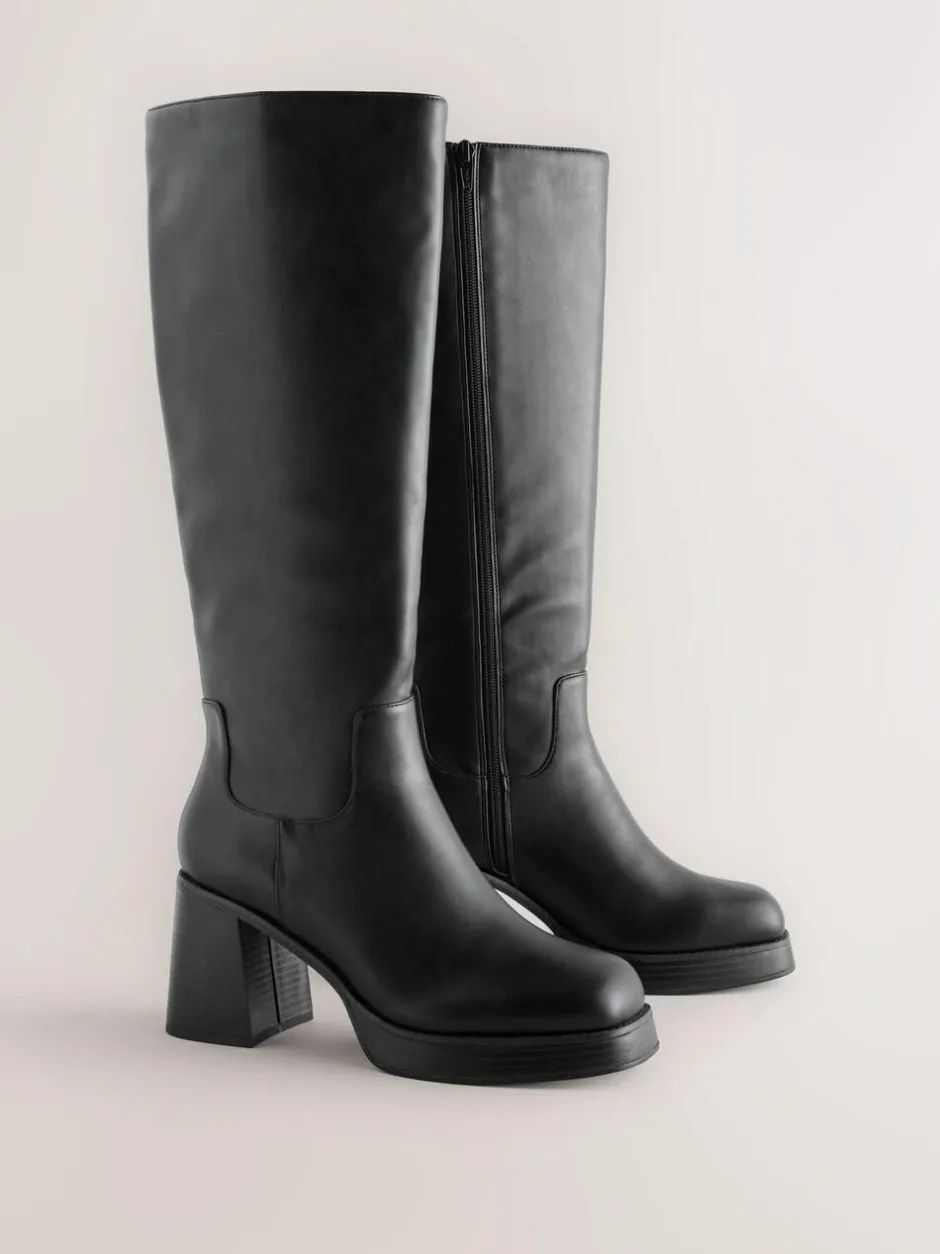 Next Forever Comfort® Knee High Platform Boots Black Outlet