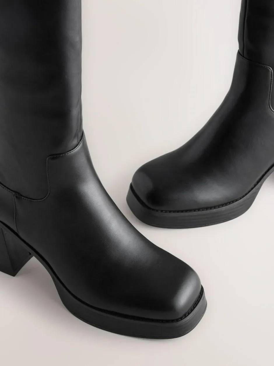 Next Forever Comfort® Knee High Platform Boots Black Outlet