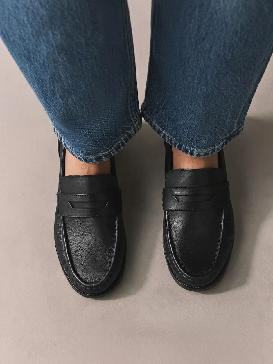 Next Black Forever Comfort® Leather Ruched Saddle Loafers Outlet