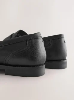 Next Black Forever Comfort® Leather Ruched Saddle Loafers Outlet
