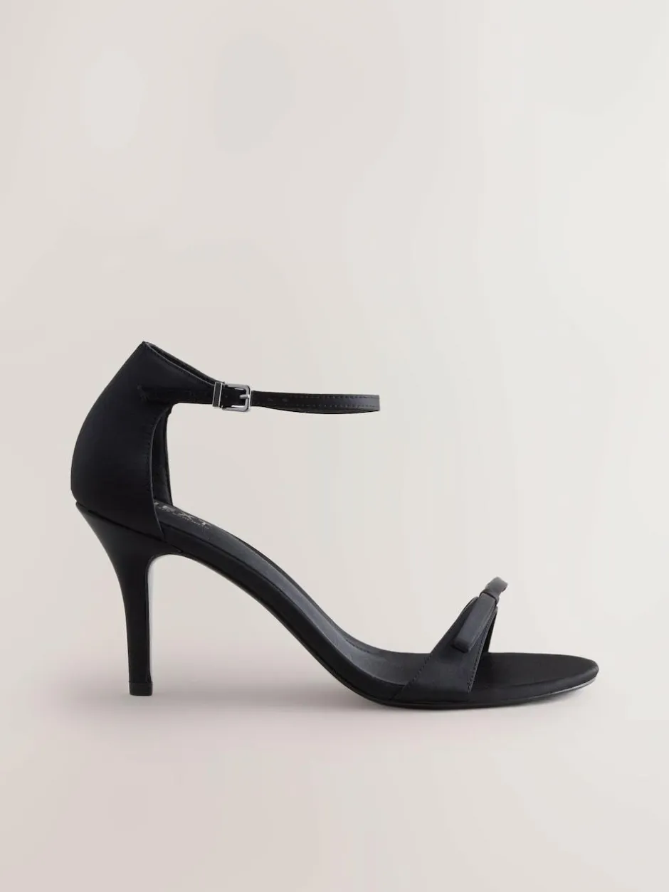 Next Forever Comfort® Mini Satin Bow Heeled Sandals Black Clearance