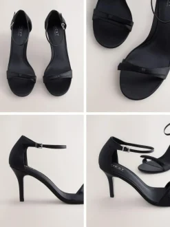 Next Forever Comfort® Mini Satin Bow Heeled Sandals Black Clearance
