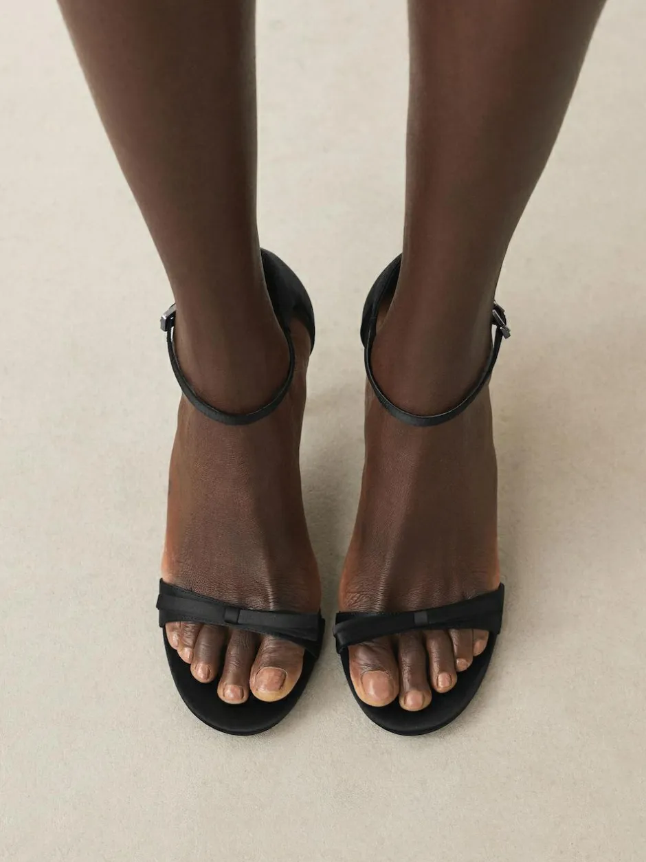 Next Forever Comfort® Mini Satin Bow Heeled Sandals Black Clearance