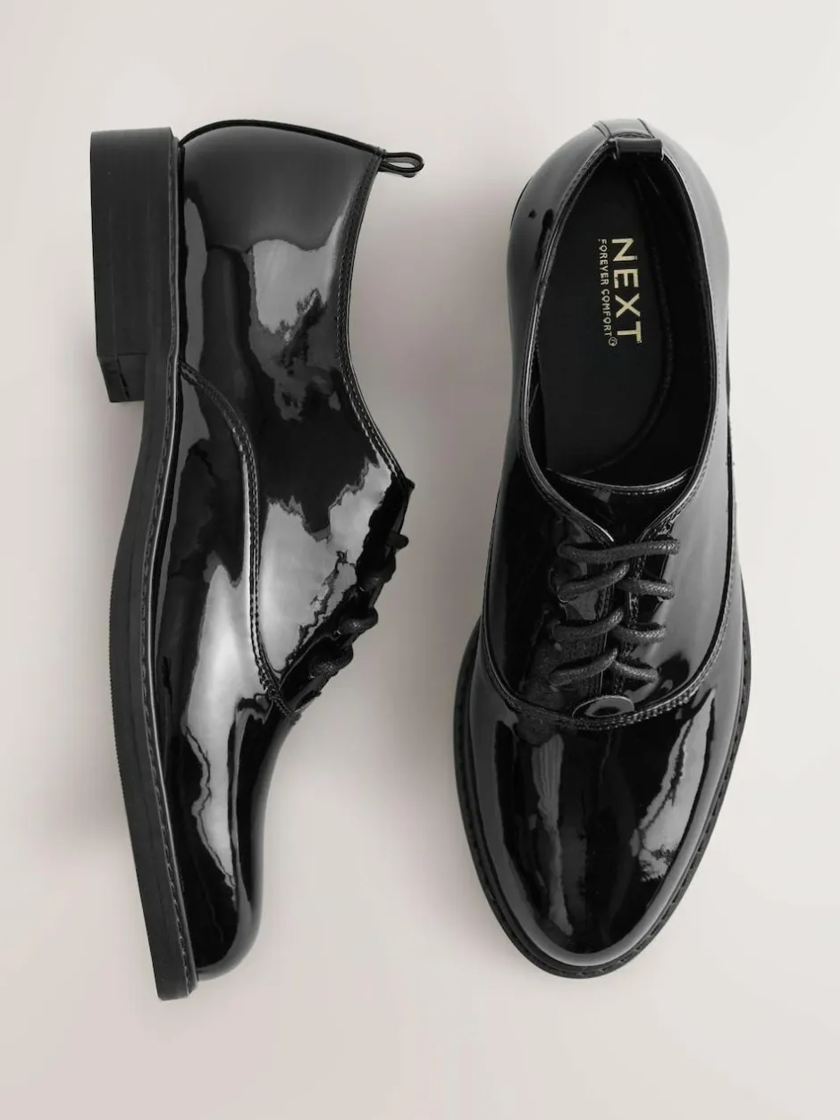 Next Black Forever Comfort® Patent Almond Toe Lace-Up Shoes Hot