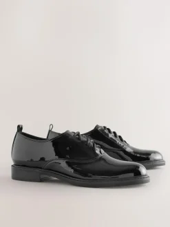 Next Black Forever Comfort® Patent Almond Toe Lace-Up Shoes Hot